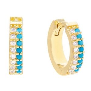 ADINA’S JEWELS gold & turquoise huggie earring